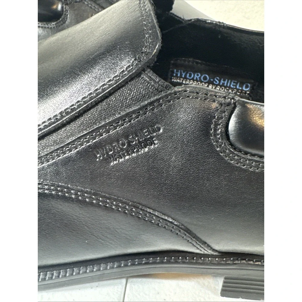 Rockport Essential Details Mens 14 M Black Waterproof Leather Slip On Loafers